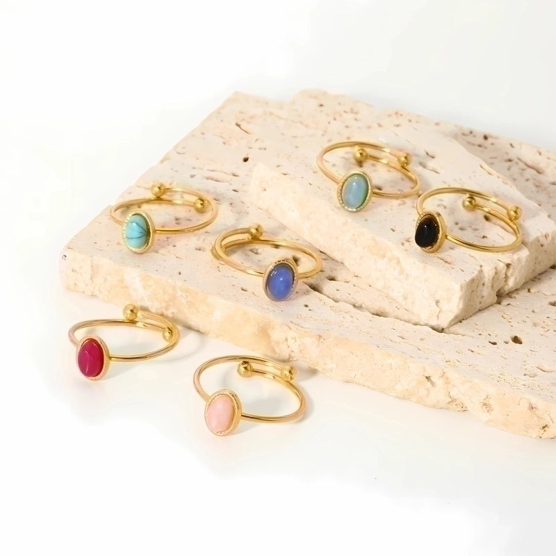 304 Stainless Steel 18K Gold Plated Minimalist Polishing Plating Geometric Adjustable Ring