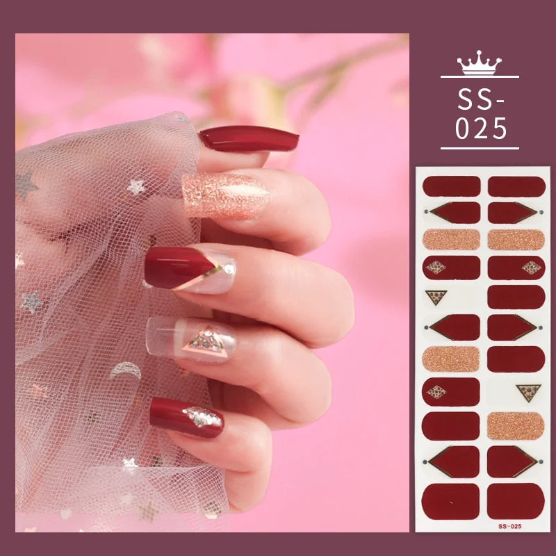 22Tips Colorful Nail Stickers Nail Accesoires Full Cover Stickers for Nails Self Adhesive Nail Art Nails Sticker Designer Shiny