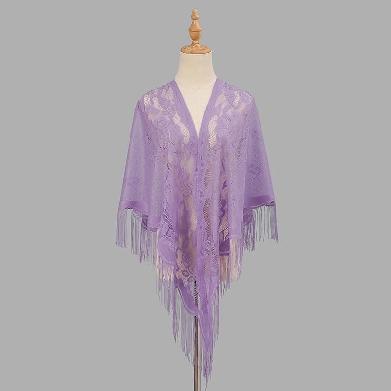 Women’s Sweet Solid Color Polyester Lace Silk Scarf
