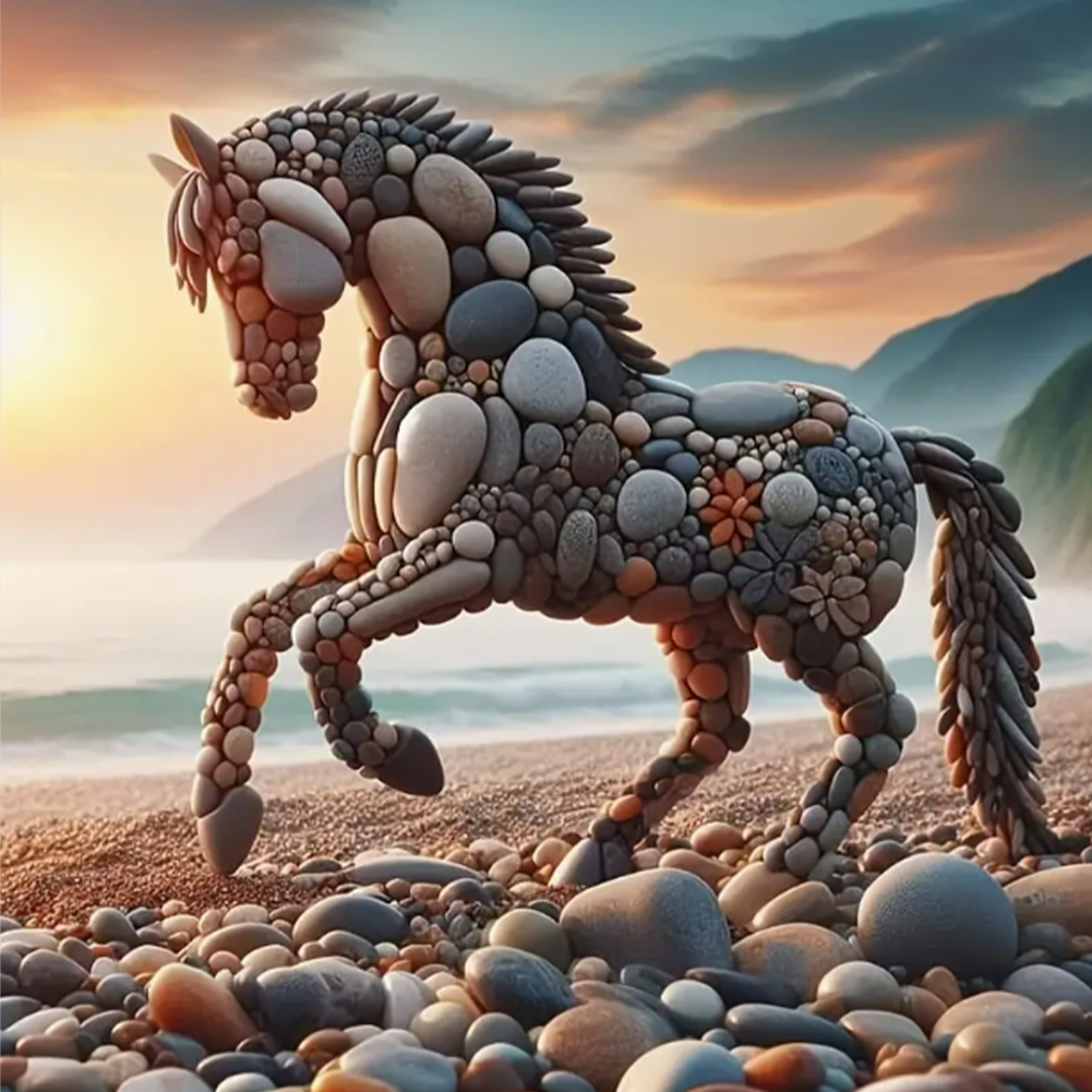 Stone Art Horse 30*30cm(canvas) full round drill diamond painting