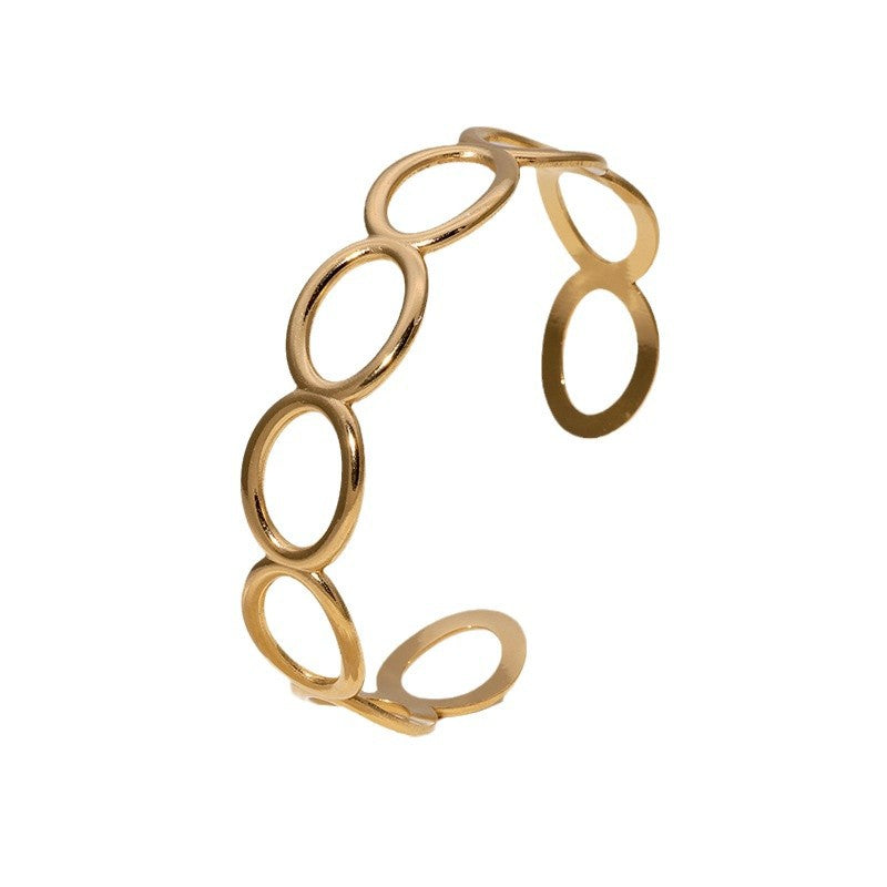 Simple Chain Bracelet Open Stainless Steel Cold Style Surface Personality Fashion Gold-Plated Bracelet