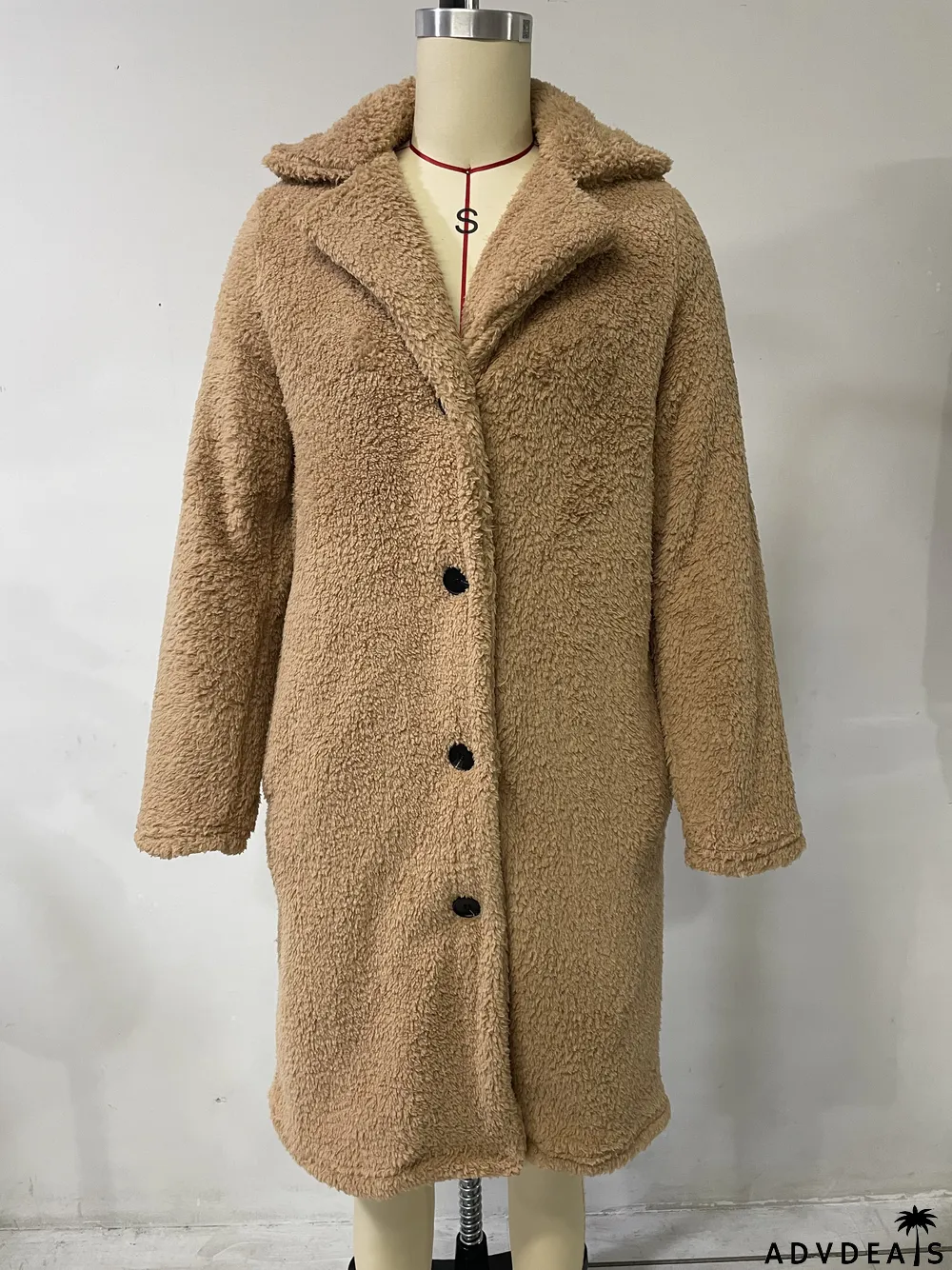 Autumn And Winter Women's Fleece Long-Sleeved Turndown Collar Women's Long Coat