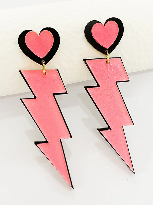 Heart LightningShape Earrings Accessories
