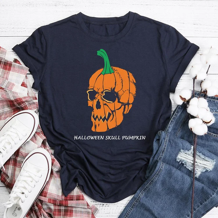 Halloween Skull Pumpkin  T-Shirt Tee-06299-Annaletters