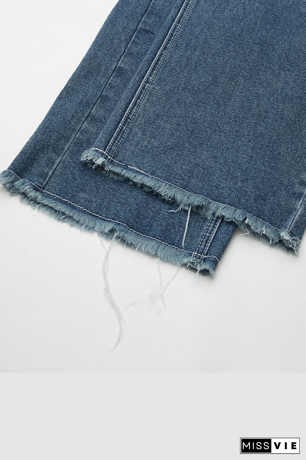 Ripped Raw Hem Low Waist Straight Leg Crop Jeans