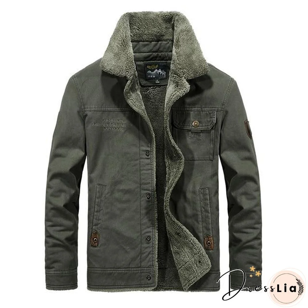 Men Brand Bomber Jacket  Autumn Winter Thick Warm Military Jacket Men Fur Collar Plus Size 6XL Fleece Coat Jaqueta Masculina
