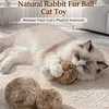 Rabbit Fur Ball Cat Toy 3.15in Plush Fuzzy Artificial Balls for Kitten Pet Gifts