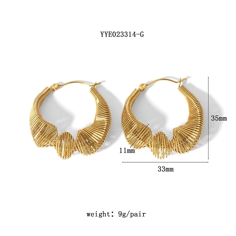 1 Pair French Style U Shape Plating Hollow Out 201 Stainless Steel 18K Gold Plated Earrings