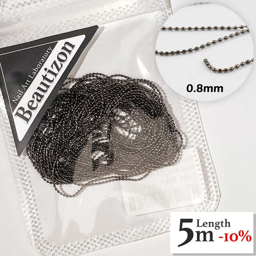 Nail Chain 0.8mm/1.0mm Rose Gold Silver Pixie Stone Decorations Accessory Metal Steel Ball Chain Nail Art Jewelry-Nail Inspo