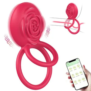 App Remote Control Rose Vibrating Cock Ring & Clitoral Stimulator