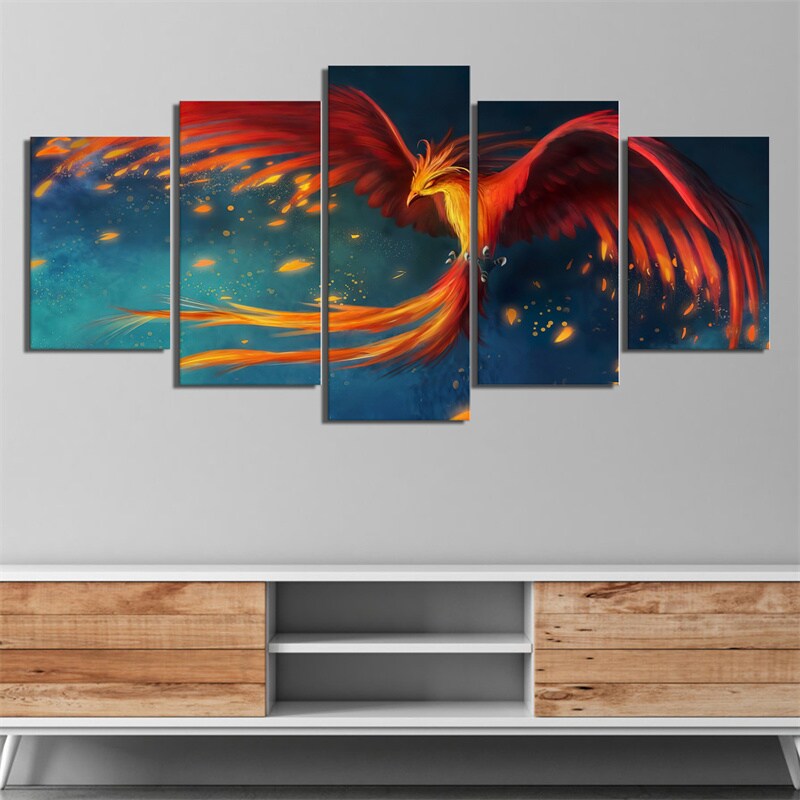 Modern Modular Art Canvas Painting 5 Panel Bird of Wonder Print Posters Pictures Home Decoration For Living Room Bedroom Decor