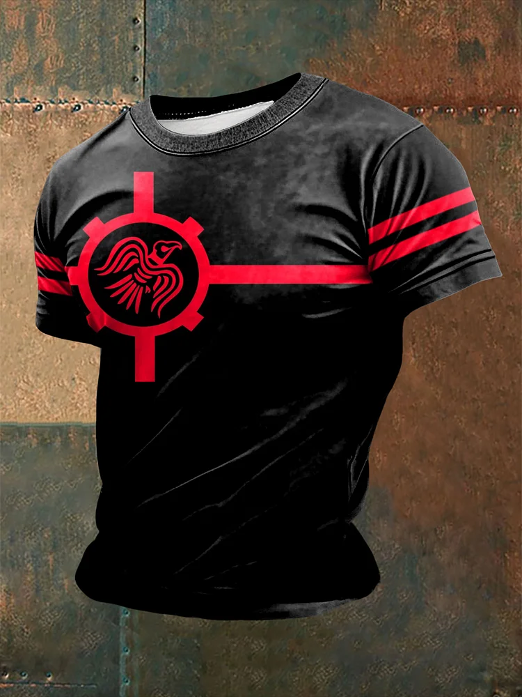Herren Viking Raven Flagge Bedruckt Kurzarm T-Shirt
