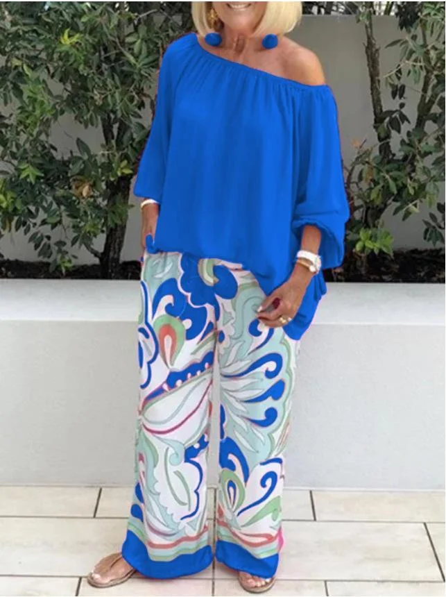 2021 new women's fashion loose cotton and linen two-piece suit