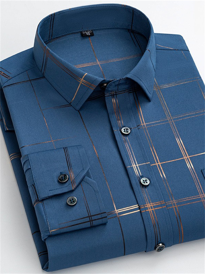 Men's Dress Shirt Button Up Shirt Collared Shirt Geometry Square Neck ...