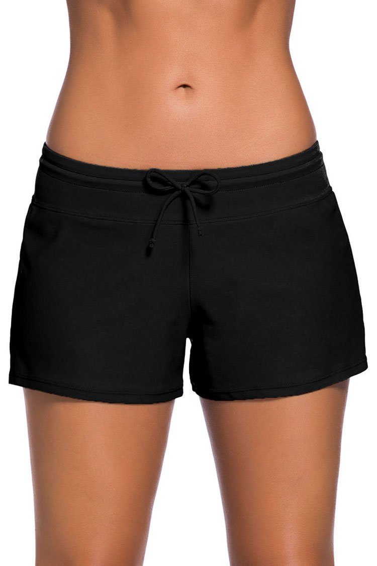 Solid Split Side Tied Front Boyshort Bikini Bottom-elleschic