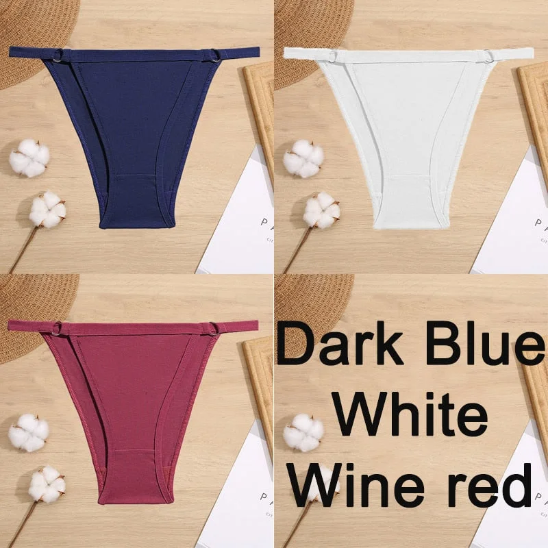 3PCS/Set Cotton Panties Underwear Bikini Style Women's Lingerie Sexy Panties Female Underpants Design Waist Band Briefs Pantys
