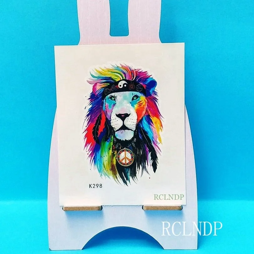 Waterproof Temporary Tattoo Stickers Wolf Dog head fake Tatto Geometric animal Flash Tatoo Hand Back Foot for Girl Women Men