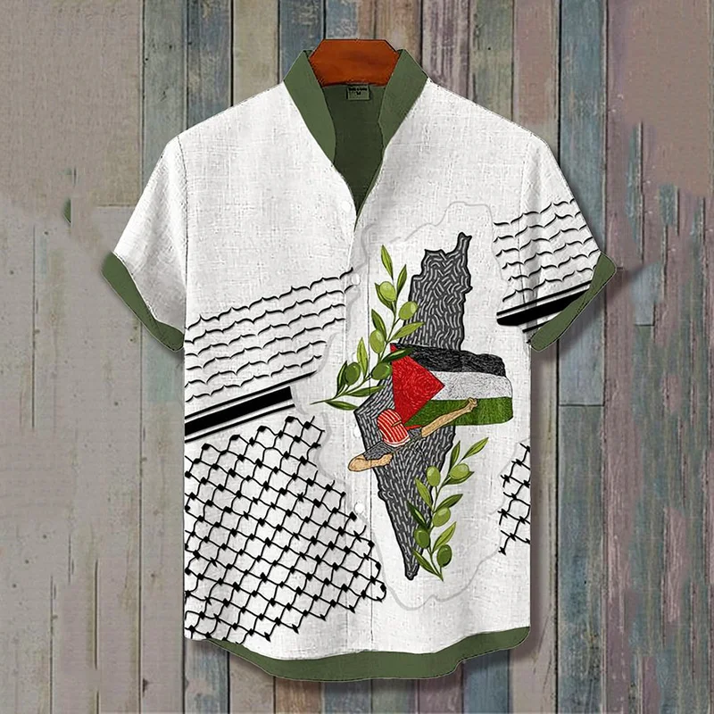 Men's Hope Peace Forever Palestine Art Print Casual Short Sleeve Shirts
