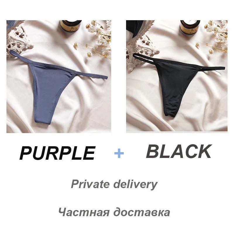 2PCS/Set Sexy Women G-String Underwear Panties Low Waist Panties Female Underpants Cotton Crotch T-back Pantys Thong Lingerie