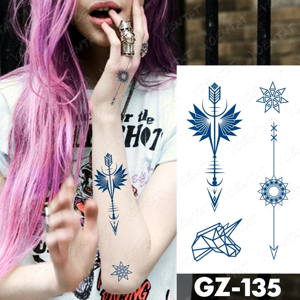 Juice Lasting Waterproof Temporary Tattoo Stickers Starry Sky Moon Flower Rose Flash Tattoos Woman Arm Ink Body Art Fake Tatto