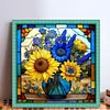 >SALE<Full Embroidery cotton 14CT Print Stain Glass Sunflower Cross Stitch 40x40cm