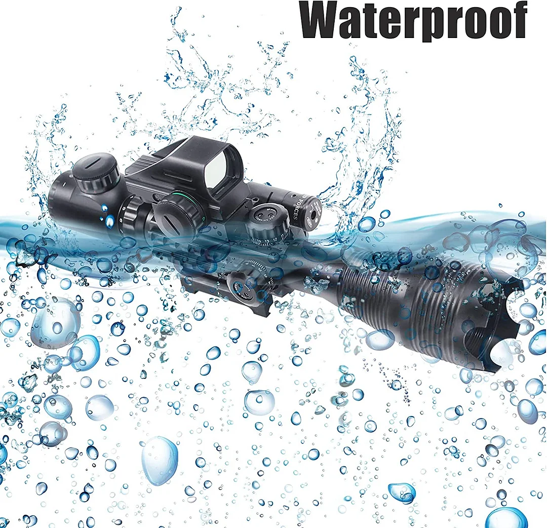 ohhunt® 4-16x50 Tactical Rifle Scope Red/Green Illuminated Range Finder Reticle W/Laser Sight and Holographic Reflex Dot Sight