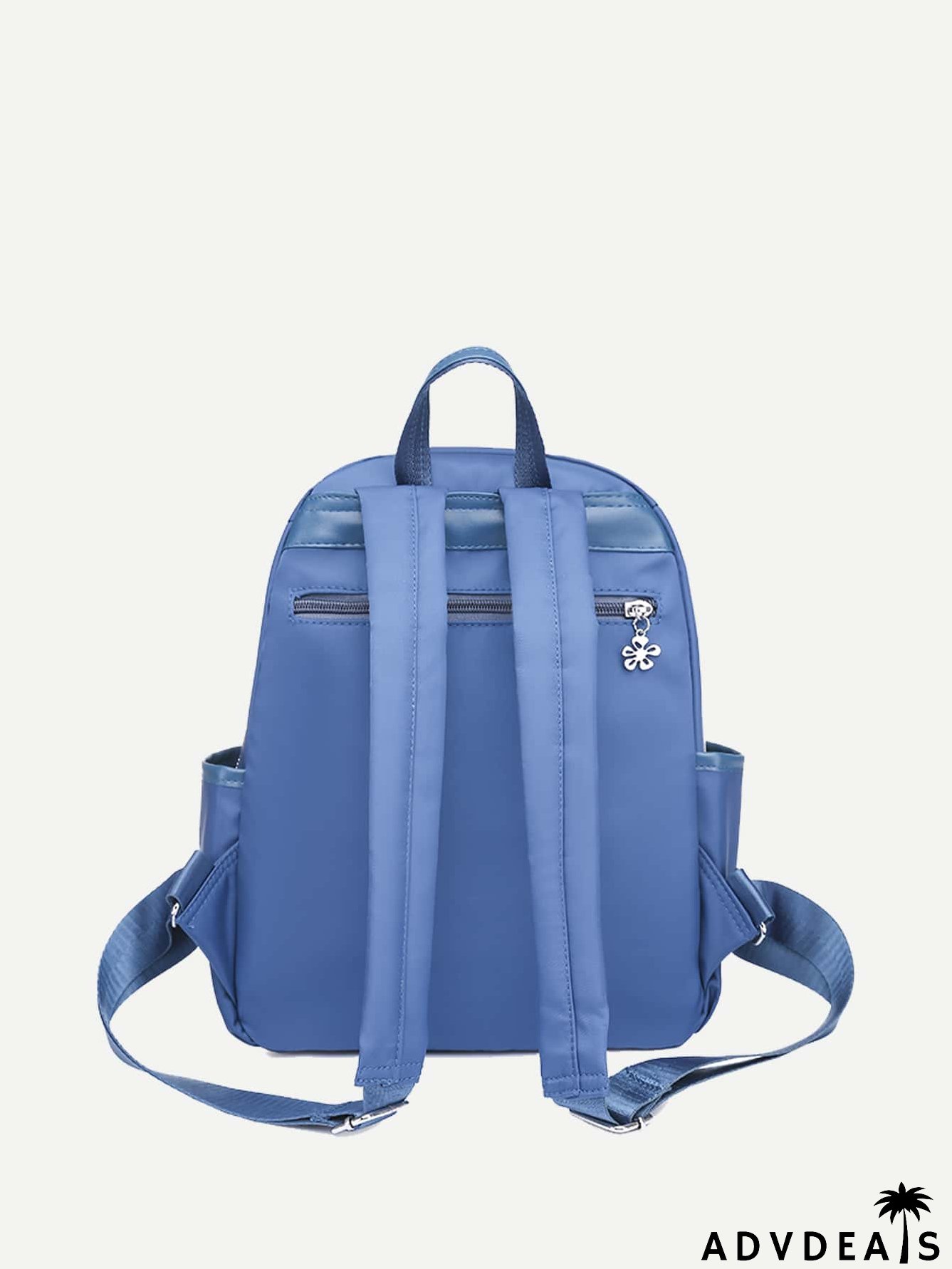 Flower Embroidered Metal Decor Functional Backpack