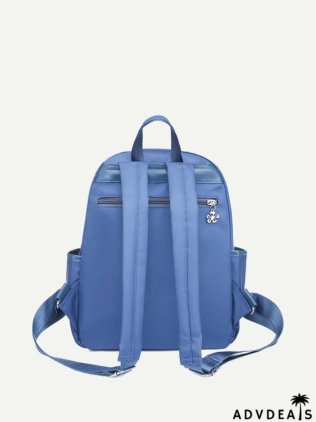 Flower Embroidered Metal Decor Functional Backpack