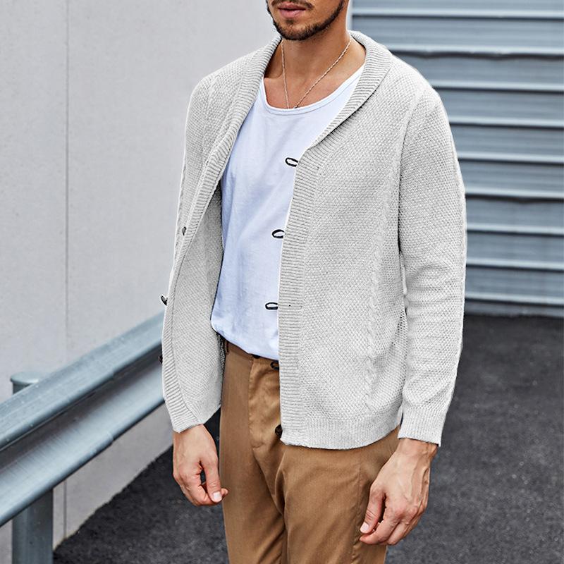 Men's V Neck Slim Solid Knit Cardigan 46049256Z