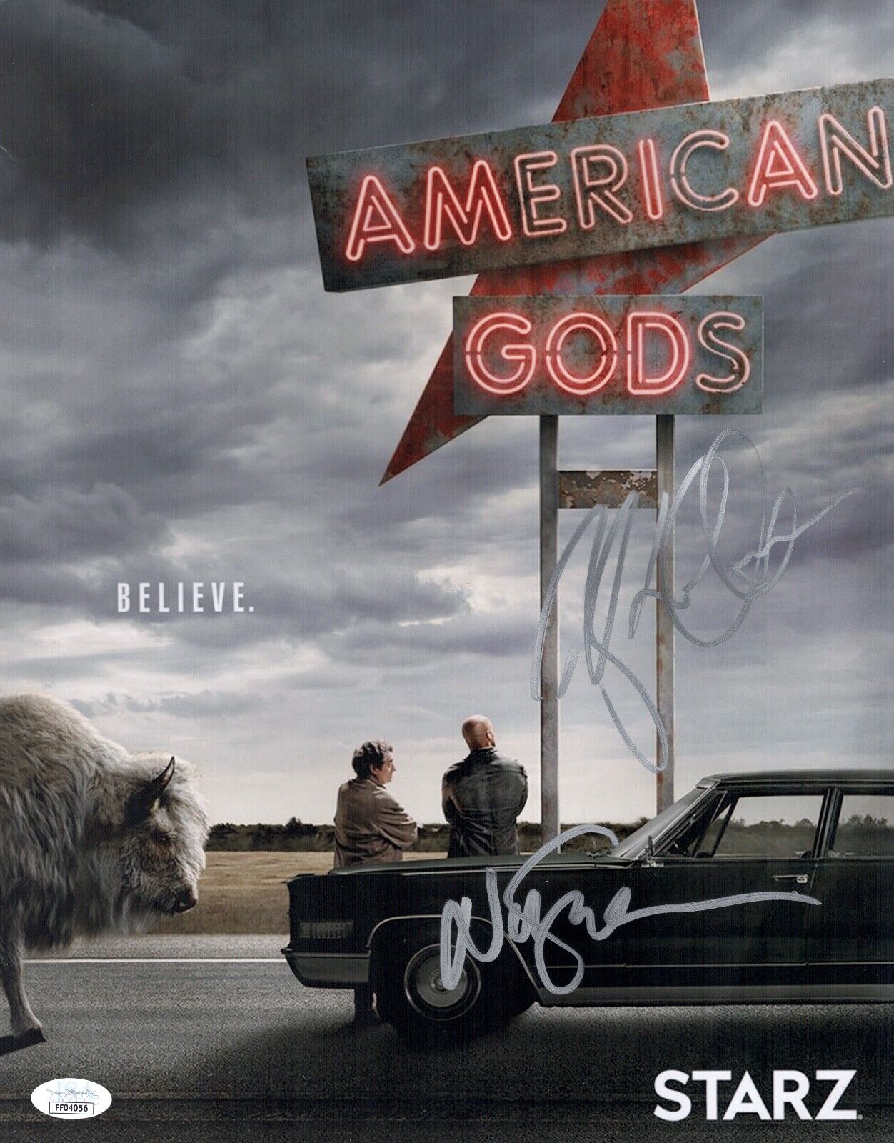 NEIL GAIMAN & RICKY WHITTLE Signed AMERICAN GODS 11x14 Photo Poster painting Autograph JSA COA