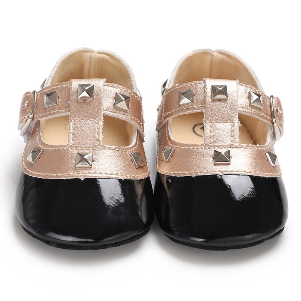 2018 Brand New Newborn Baby Girl Bow Princess Shoes Soft Sole Crib Leather Solid Buckle Strap Flat With Heel Baby Shoes 4 Colors