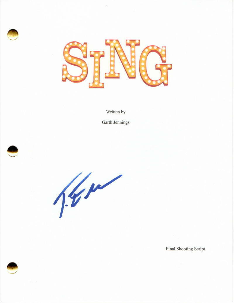 TARON EGERTON SIGNED AUTOGRAPH - SING - FULL MOVIE SCRIPT - JOHNNY, ROCKETMAN