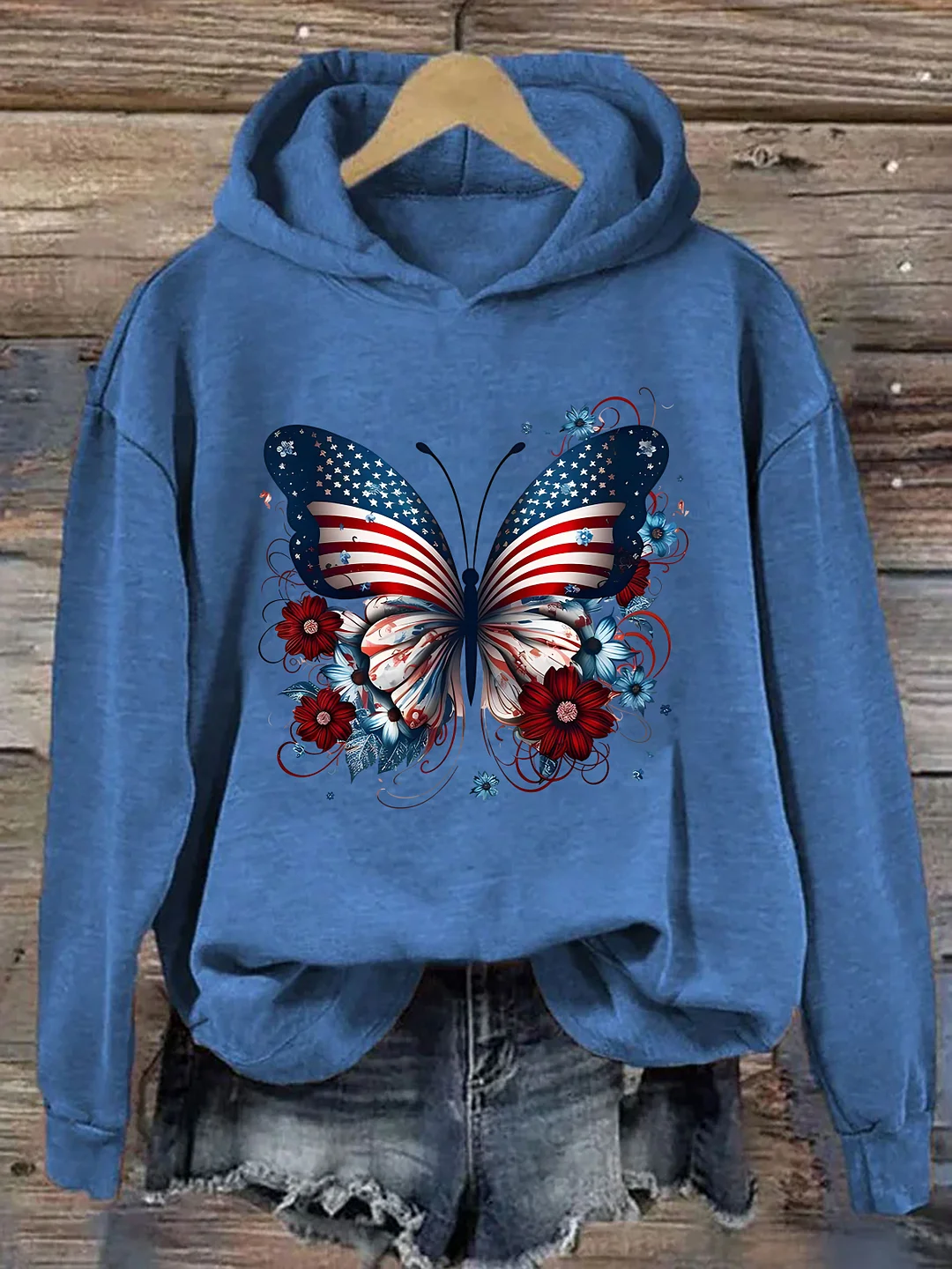 American Flag Butterfly Hoodie