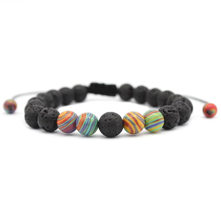 Malachite volcanic stone beads bracelets stone bracelets couple bracelets-Mayoulove