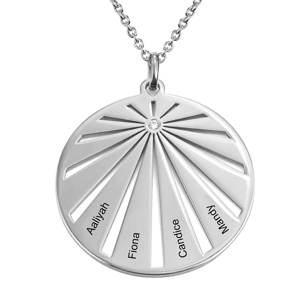 Personalized Engraved Circle Family Crystal Necklace