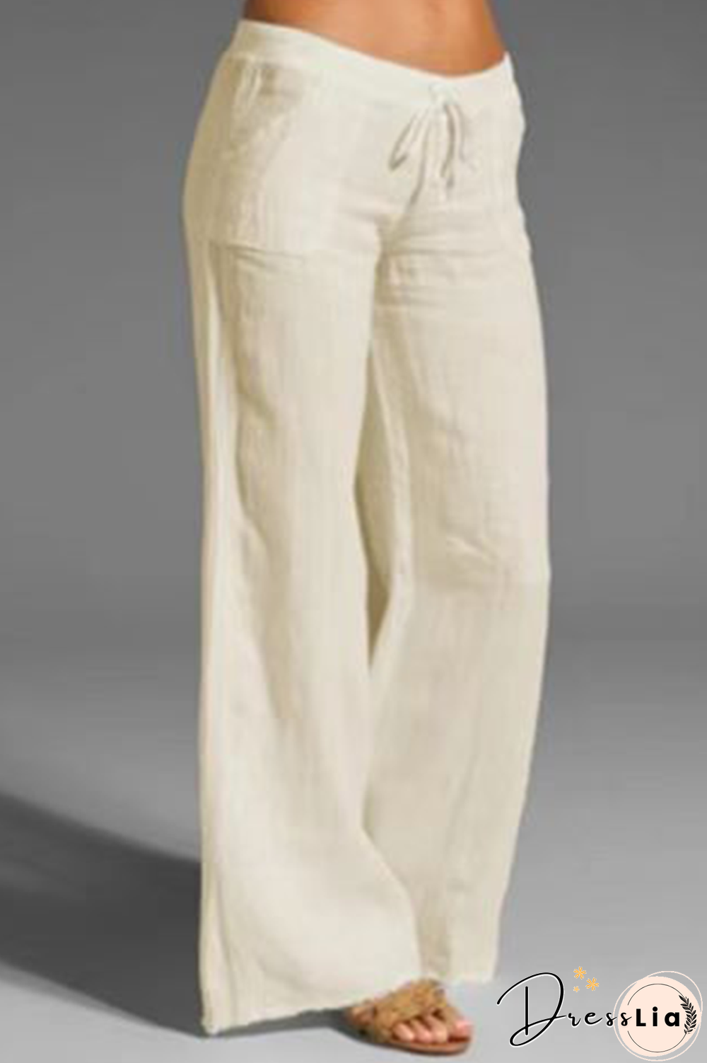Casual Solid Patchwork Loose Mid Waist Wide Leg Solid Color Bottoms(8 Colors)