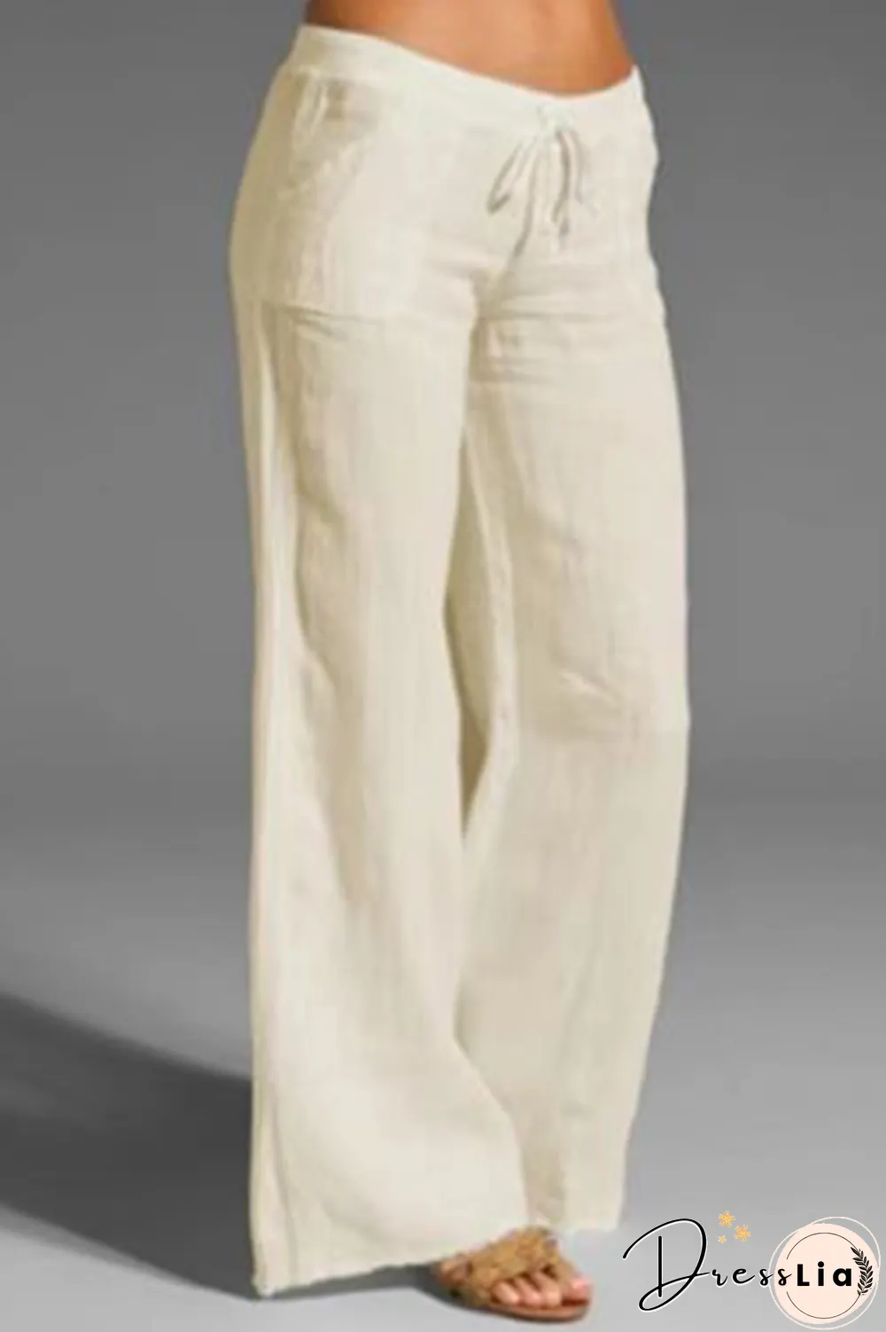 Casual Solid Patchwork Loose Mid Waist Wide Leg Solid Color Bottoms(8 Colors)