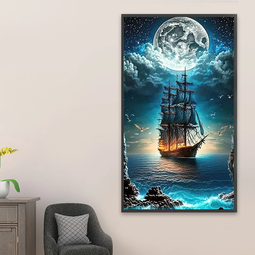 Partial AB Diamond Painting - Full Square Drill - Sailing Boat(Canvas|45*75cm)