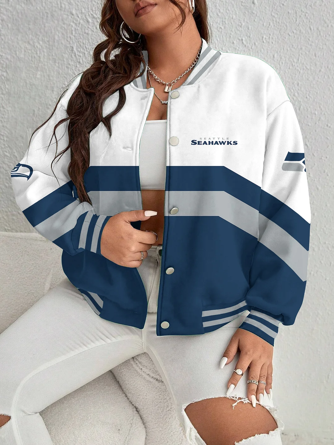 Seattle Seahawks Women's Long Pass Full- Snap Casual Jacket
