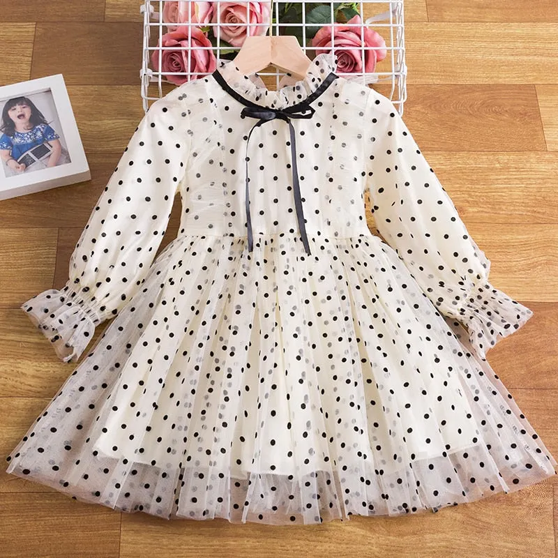 Red White Girls Dresses Long Sleeve Baby Girls Winter Dresses Kids Cotton Lace Clothing Casual Dresses for 2-8 Years Children