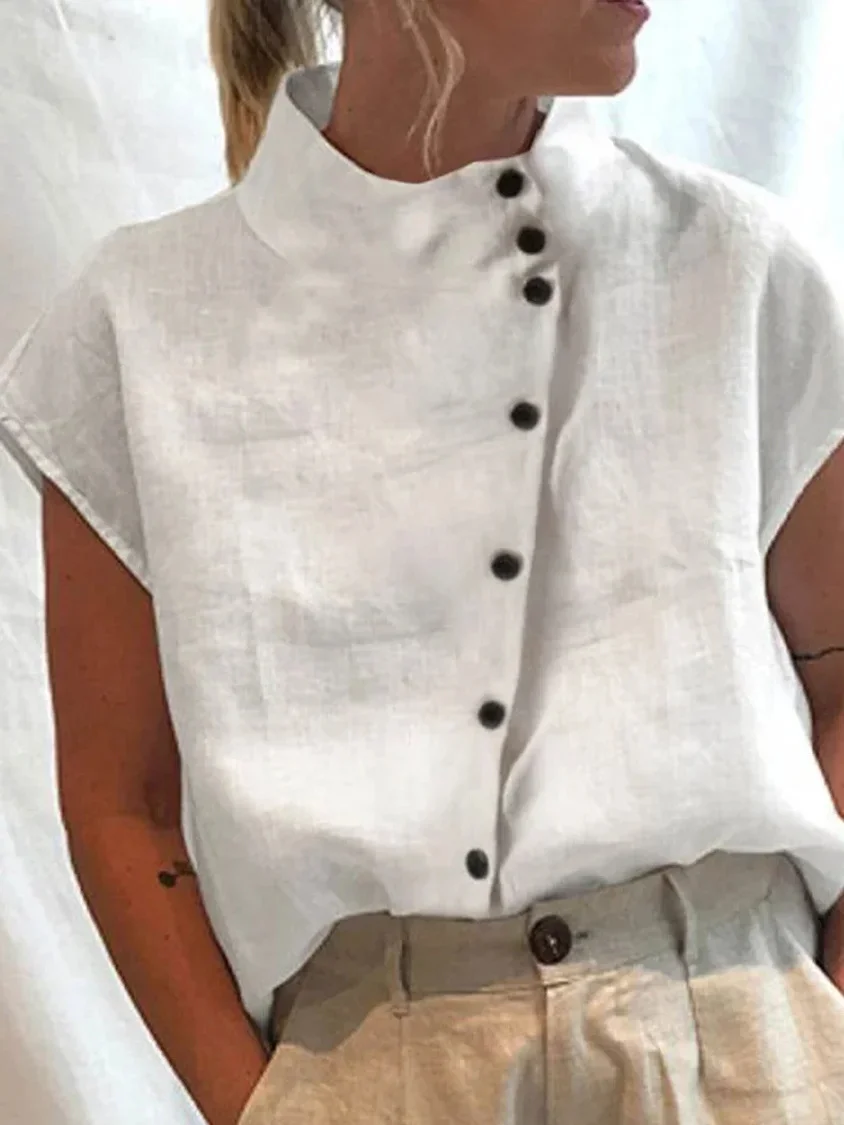 Women's Lace Stitching Cotton Linen Sleeveless Vest