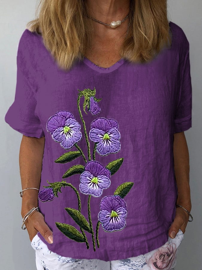 Women's Purple Flower Alzheimer's Awareness Support Shirt