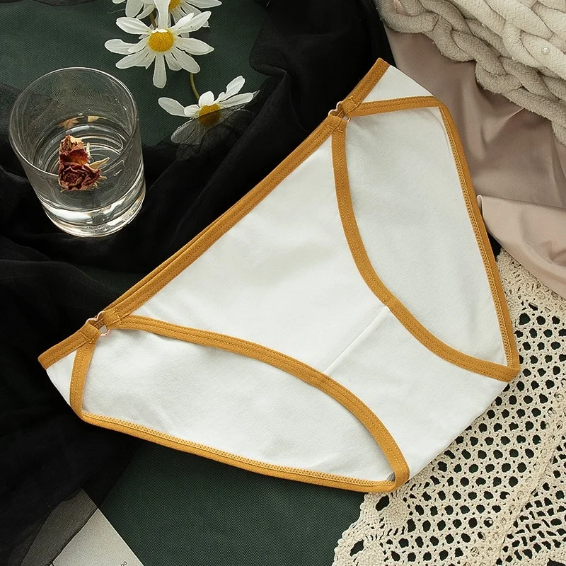 Billionm pure cotton underwear girl low waist white seamless breathable simple dress solid color buttocks T-pants ladies underwear