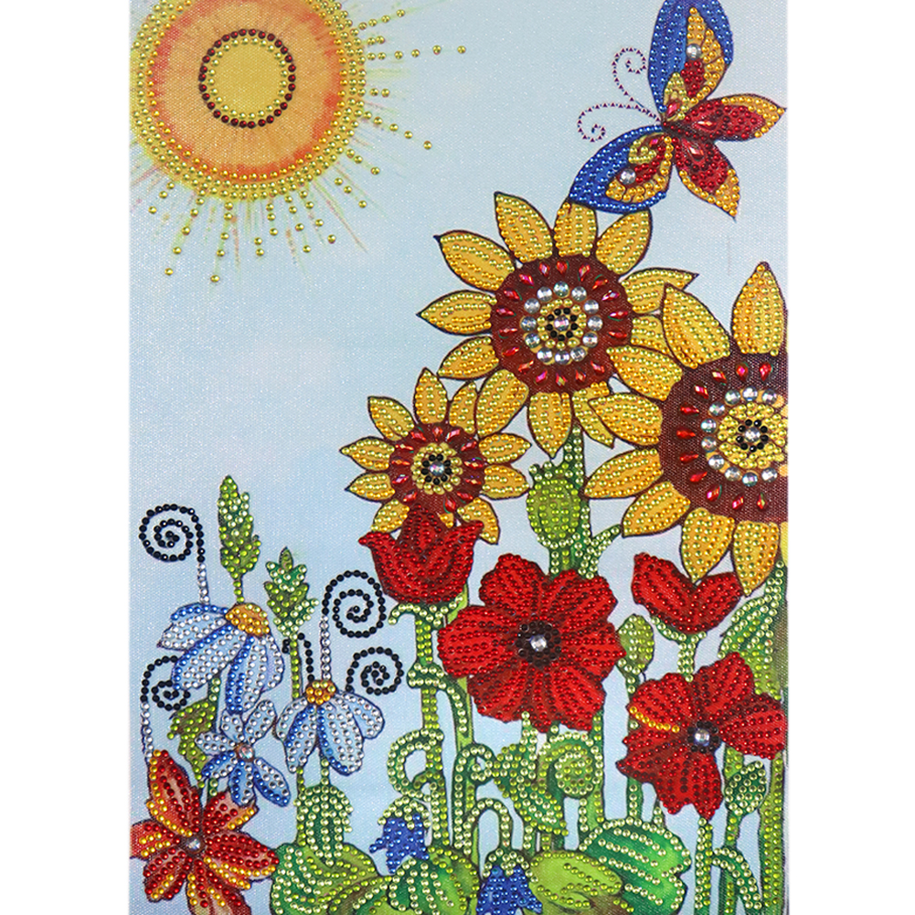 

30*40CM - Special Shaped Diamond Painting - Butterfly Sunflower, 501 Original