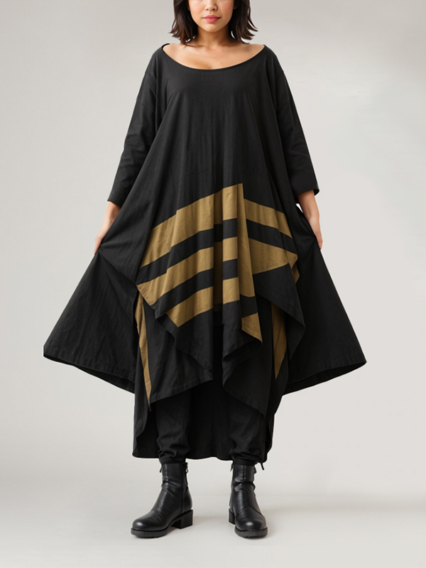 Off Shoulder Long Sleeve Pleated Irregular Midi Dress