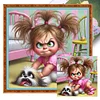 Girl With Puppy-11CT Stamped Cross Stitch 40*40cm/15.75*15.75in