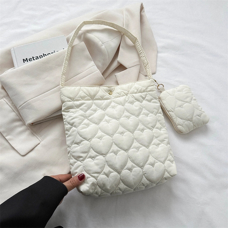 Large Capacity Tote Bag For Women Winter New Simple Casual Student Shoulder Bag Fashion Retro Handbag