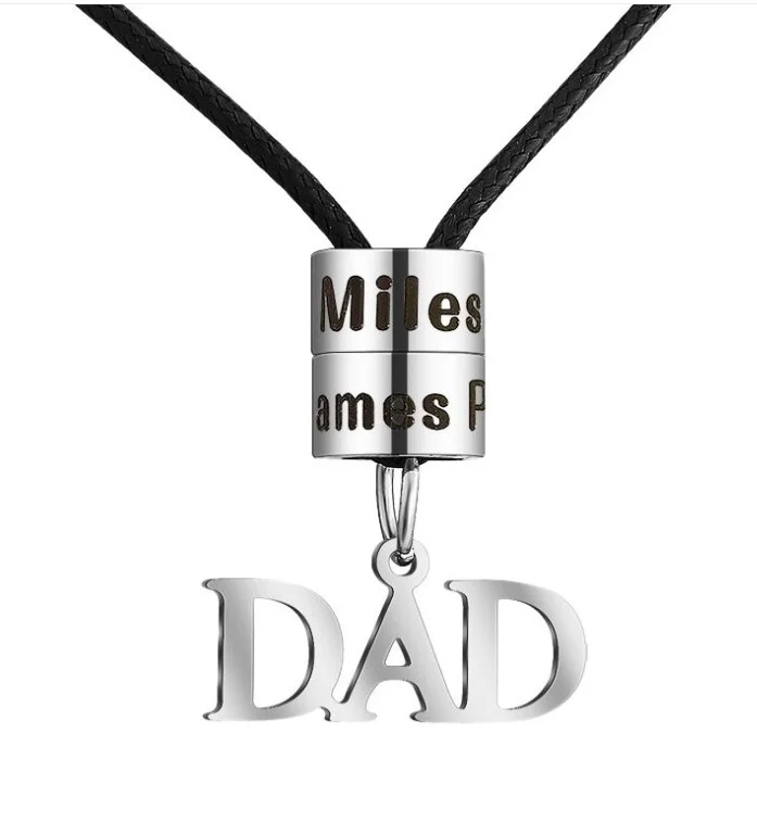 Dad Necklace Personalized Men's Necklace with Beads Engraved 2 Names Gifts For Father