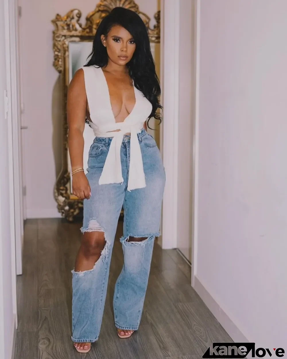 Plus Size Denim Ripped Hole Loose Jeans