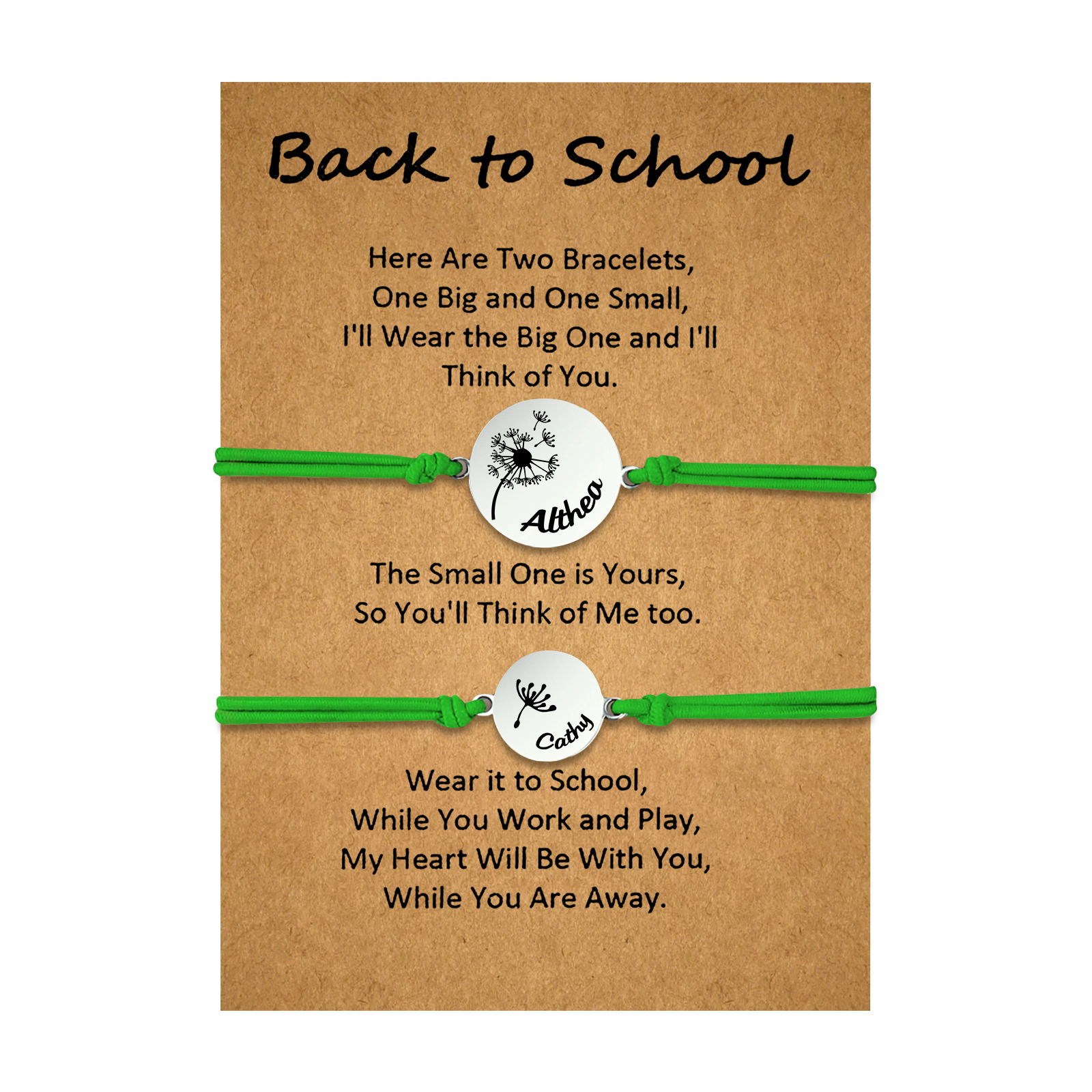 2 Pcs Dandelion Bracelet Set Custom 2 Names Adjustable Bracelets Back to School Gifts for Daughter-Jessemade AU